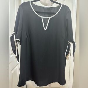 BloomChic Plus Size XL Contrast Trim Keyhole Tie Knot Blouse us14-16